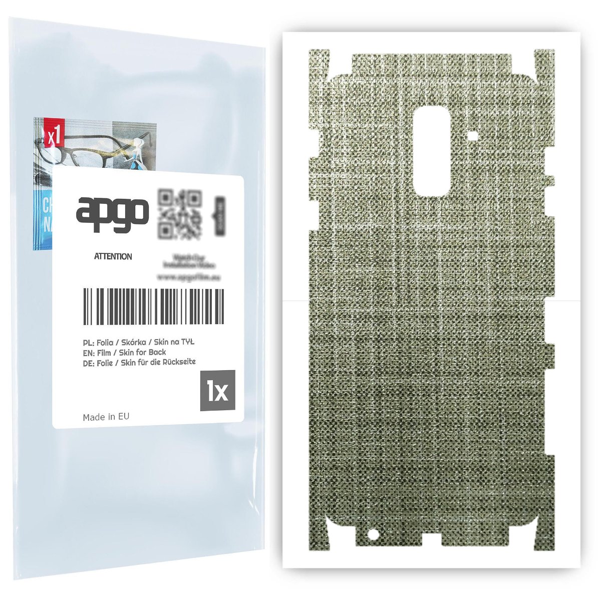 Folia naklejka skórka strukturalna na TYŁ+BOKI do Samsung Galaxy A6+ (2018) -  Tkanina Lniana - apgo SKINS