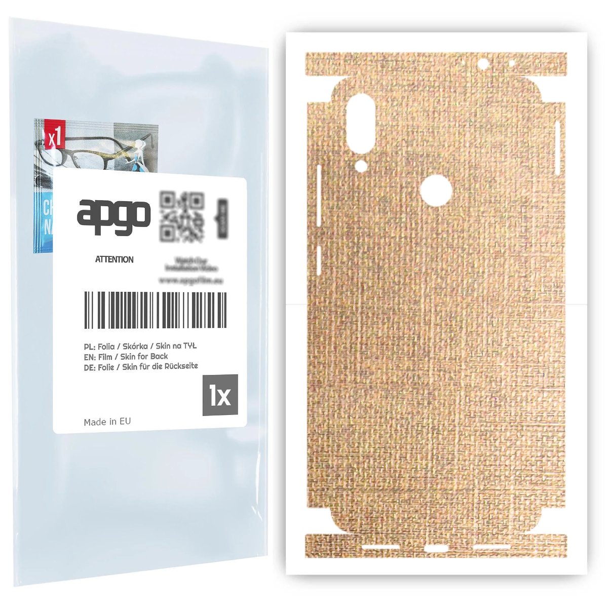Folia naklejka skórka strukturalna na TYŁ+BOKI do Xiaomi Redmi Note 7 -  Tkanina Denim Beżowy - apgo SKINS