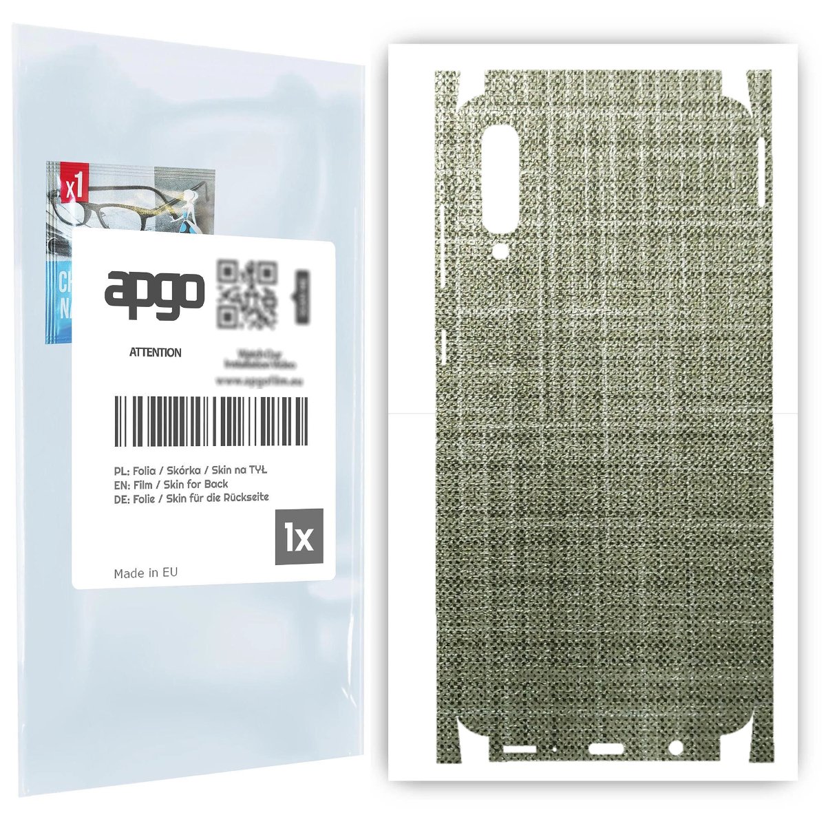 Folia naklejka skórka strukturalna na TYŁ+BOKI do Samsung Galaxy A70 -  Tkanina Lniana - apgo SKINS