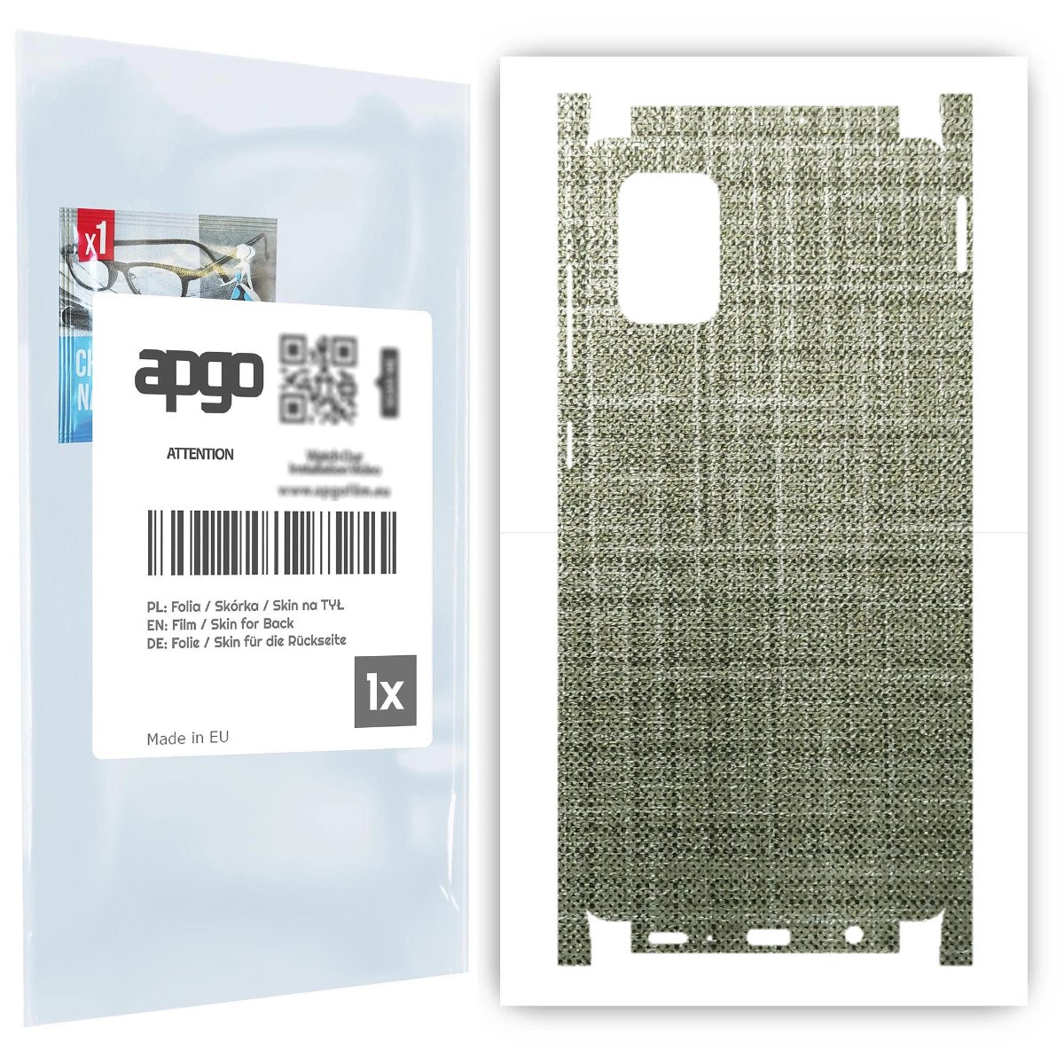 Folia naklejka skórka strukturalna na TYŁ+BOKI do Samsung Galaxy A71 -  Tkanina Lniana - apgo SKINS