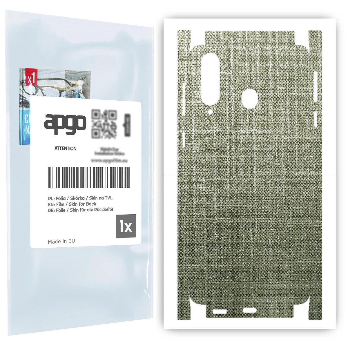 Folia naklejka skórka strukturalna na TYŁ+BOKI do Samsung Galaxy A8s -  Tkanina Lniana - apgo SKINS