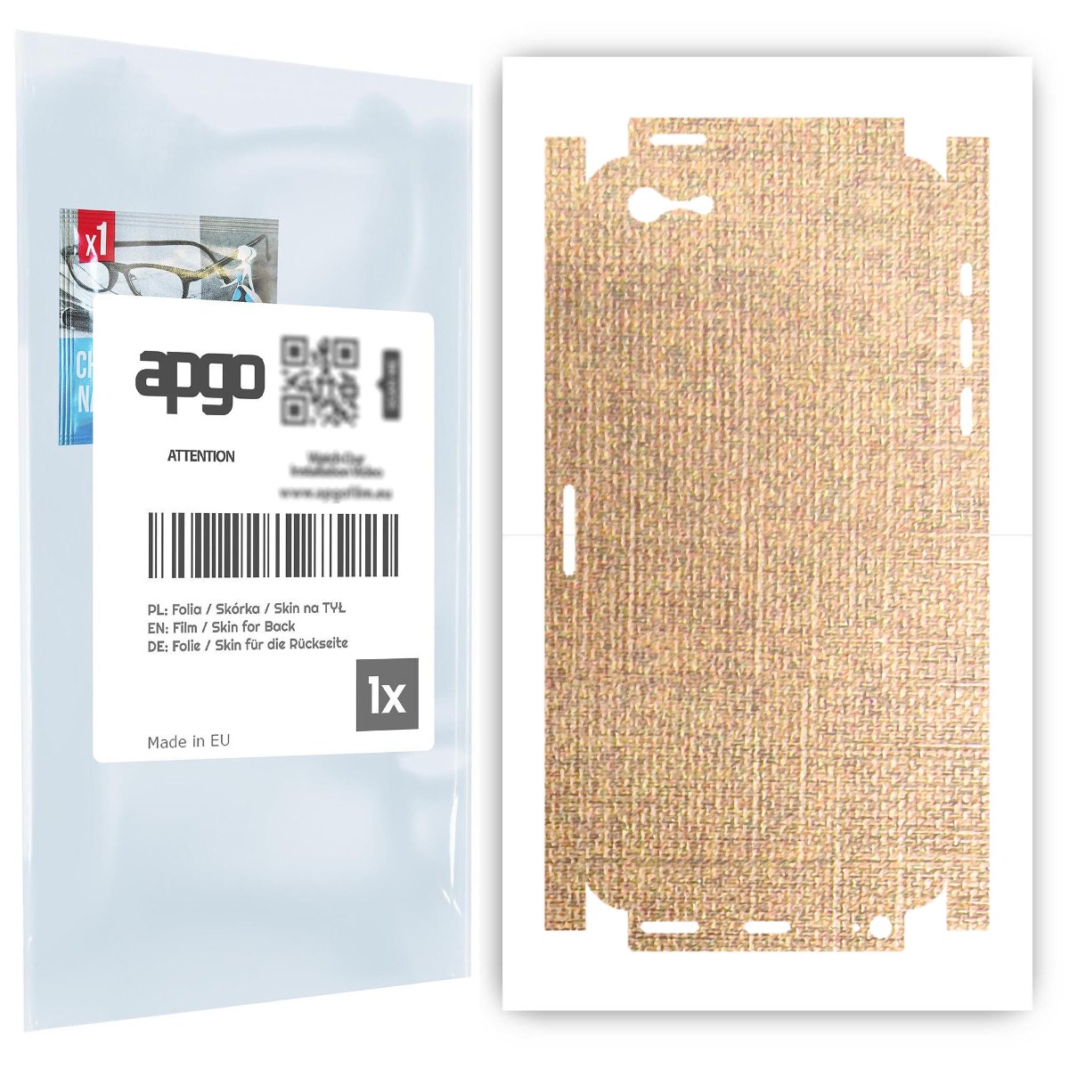 Folia naklejka skórka strukturalna na TYŁ+BOKI do Apple iPhone 5s -  Tkanina Denim Beżowy - apgo SKINS