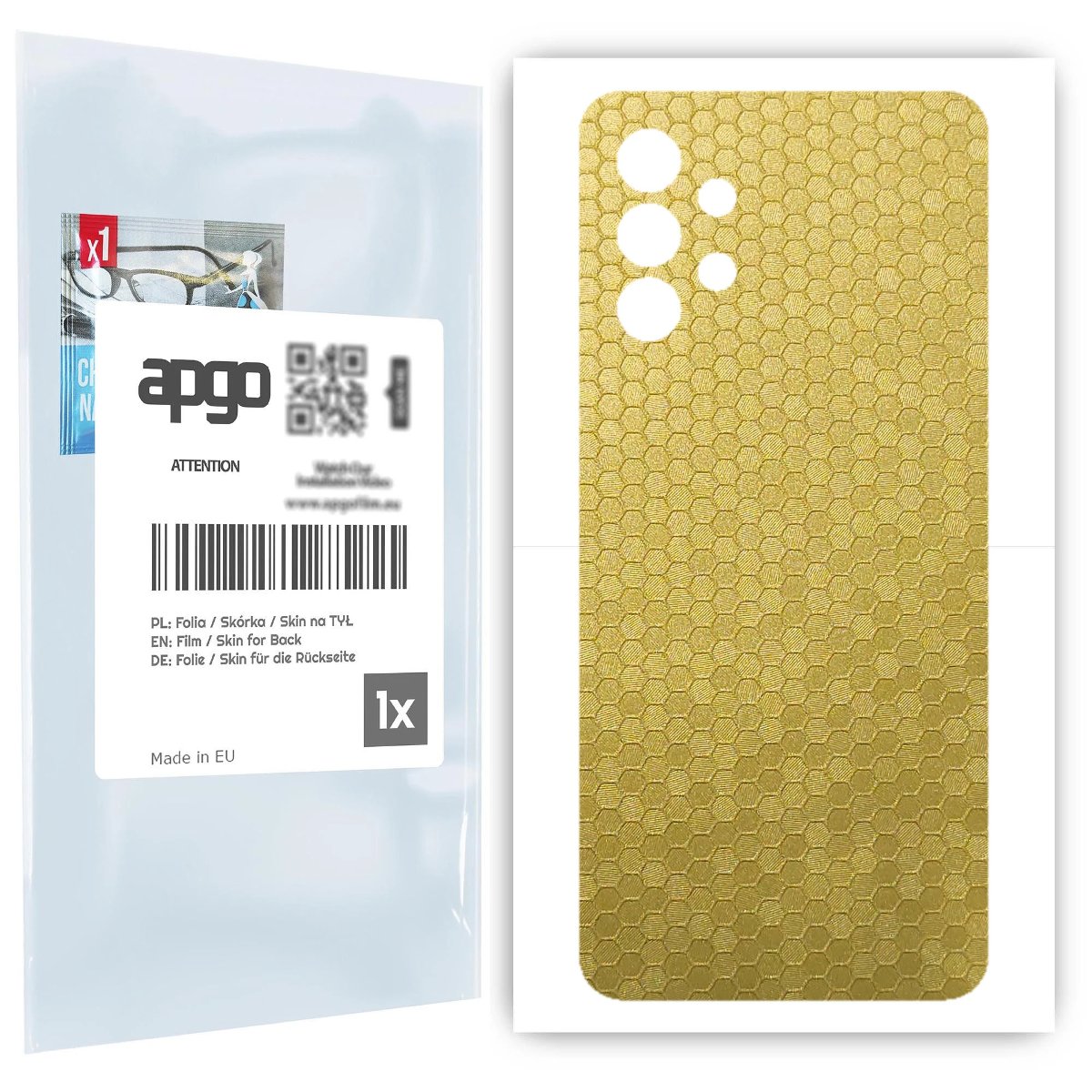 Folia naklejka skórka strukturalna na TYŁ do Samsung Galaxy A32 4G -  Plaster Miodu Złoty - apgo SKINS