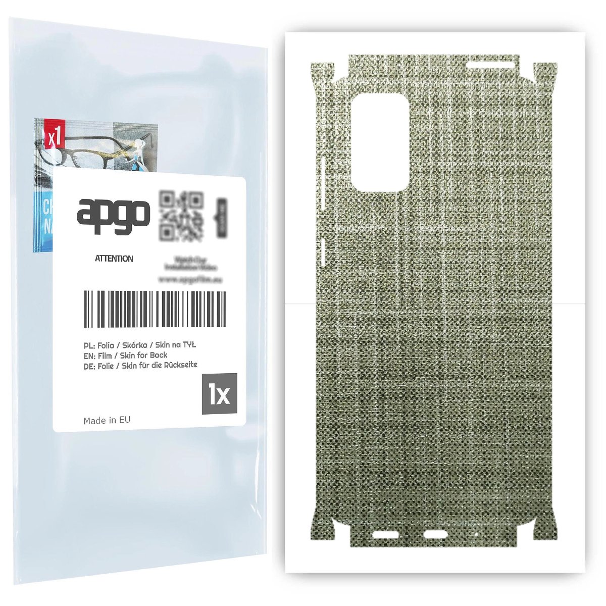 Folia naklejka skórka strukturalna na TYŁ+BOKI do Samsung Galaxy S20+ -  Tkanina Lniana - apgo SKINS