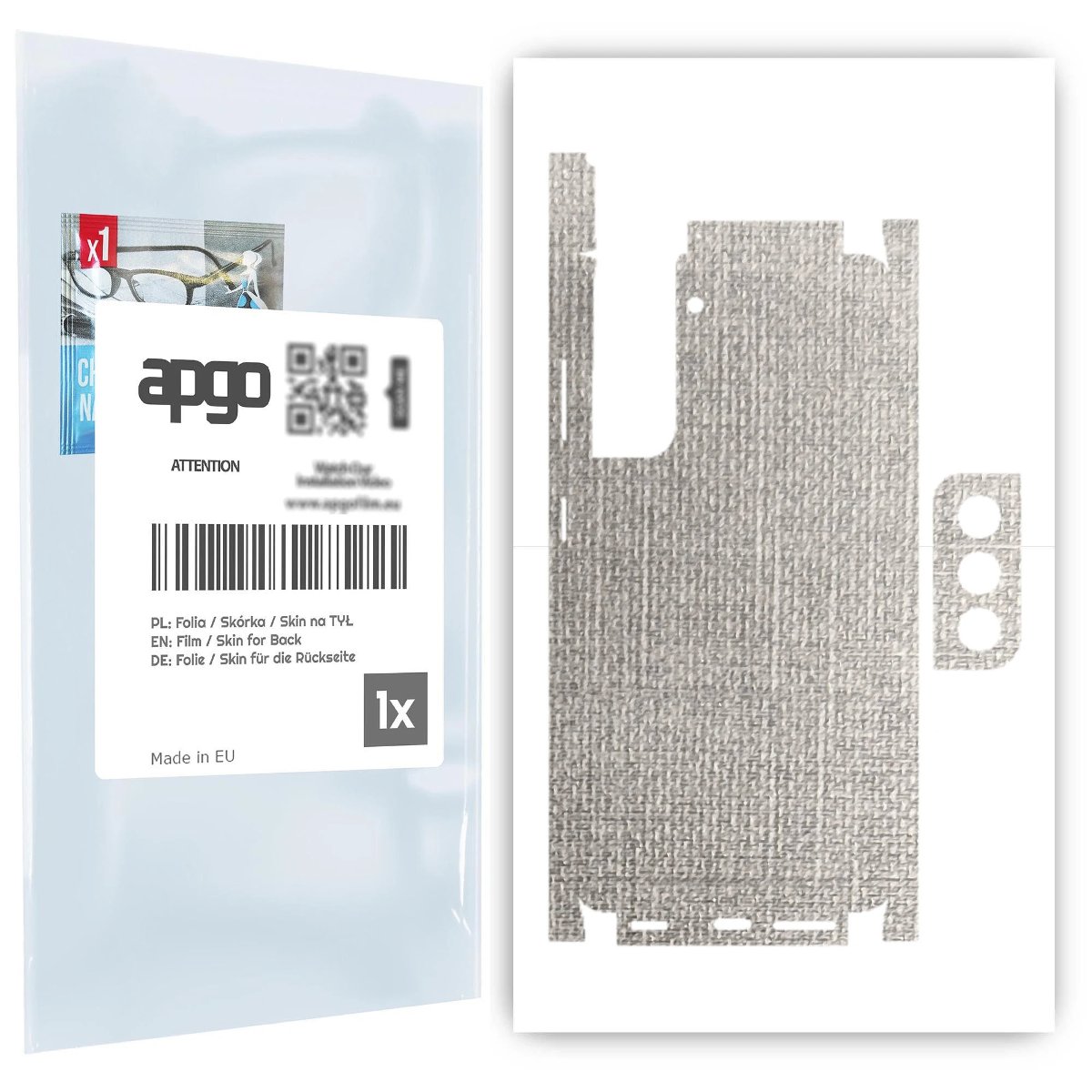 Folia naklejka skórka strukturalna na TYŁ+BOKI do Samsung Galaxy S21 5G -  Tkanina Denim Szary - apgo SKINS