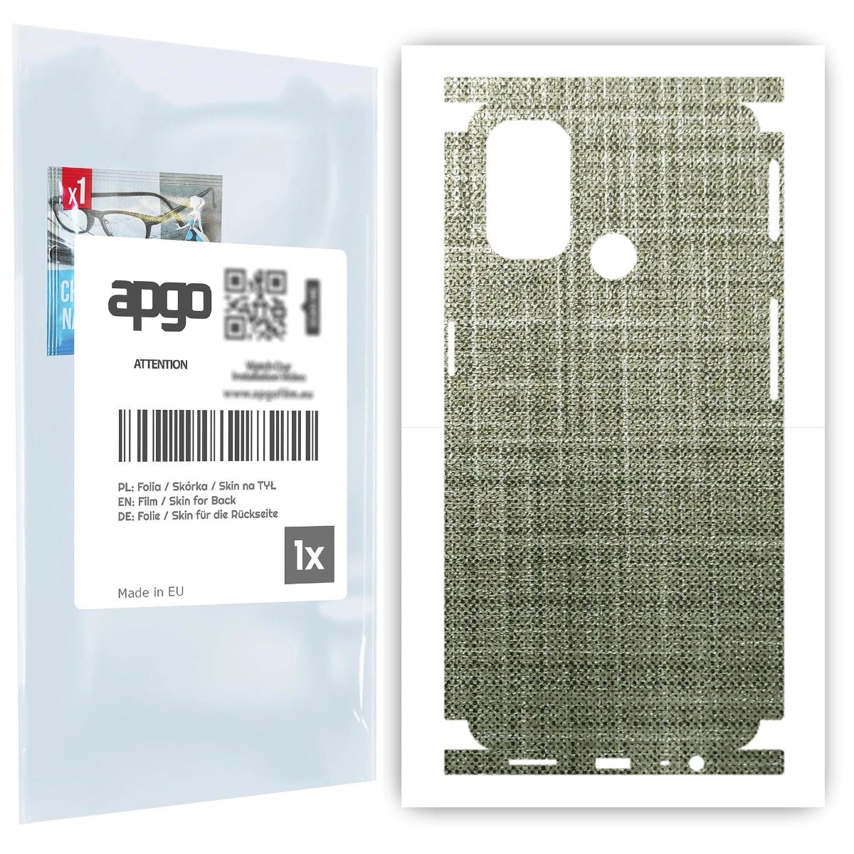 Folia naklejka skórka strukturalna na TYŁ+BOKI do Oppo A53 -  Tkanina Lniana - apgo SKINS