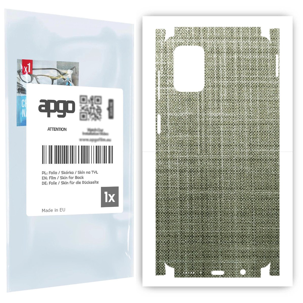 Folia naklejka skórka strukturalna na TYŁ+BOKI do Samsung Galaxy M51 -  Tkanina Lniana - apgo SKINS