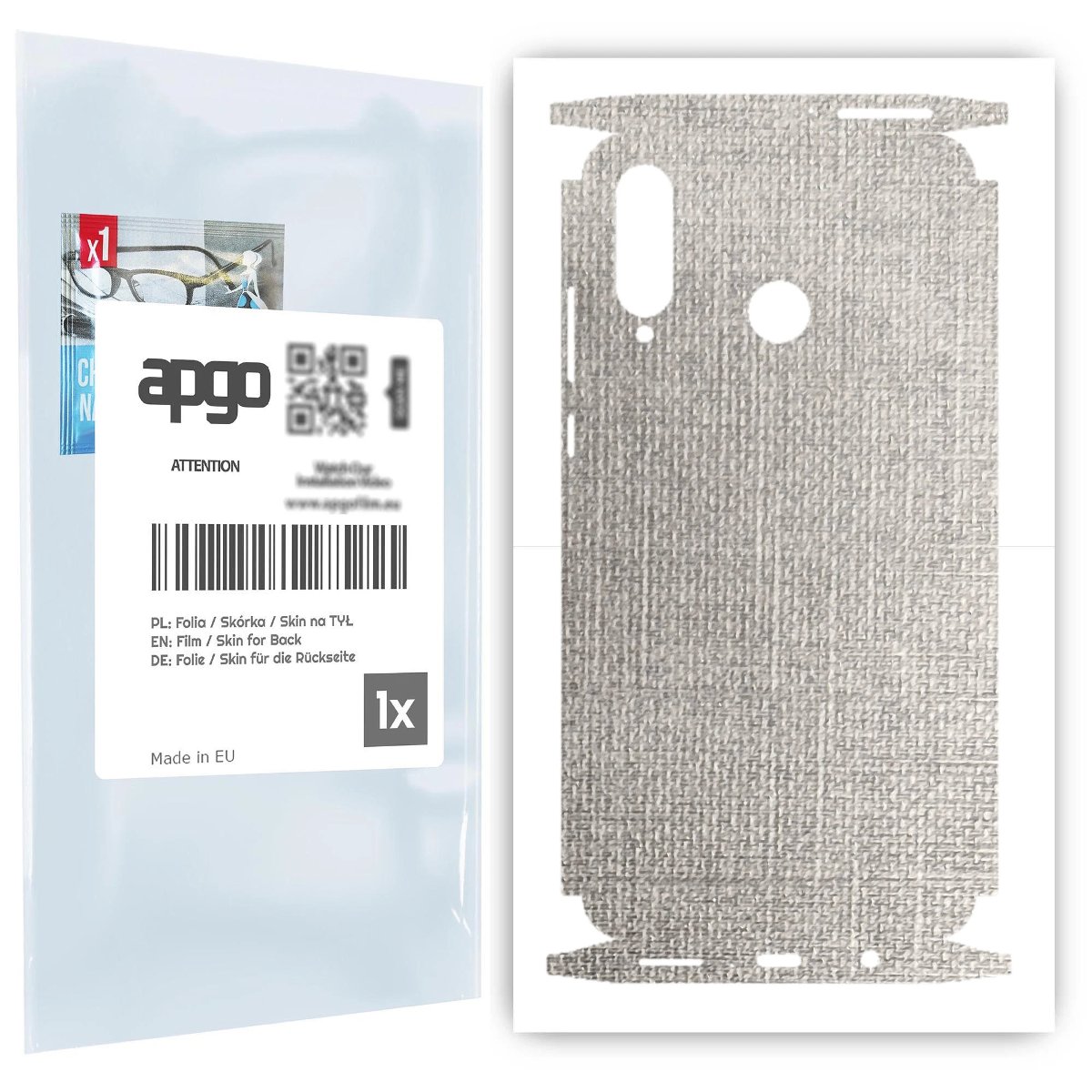 Folia naklejka skórka strukturalna na TYŁ+BOKI do Huawei P30 lite New Edition -  Tkanina Denim Szary - apgo SKINS