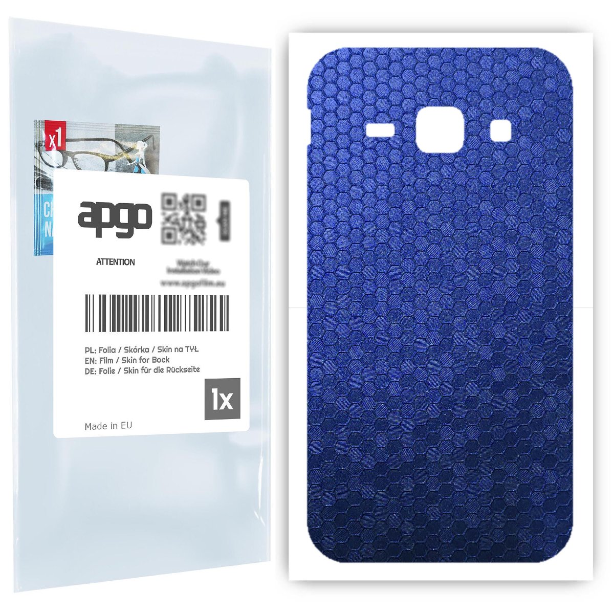 Folia naklejka skórka strukturalna na TYŁ do Samsung Galaxy J1 (2016) -  Plaster Miodu Niebieski - apgo SKINS