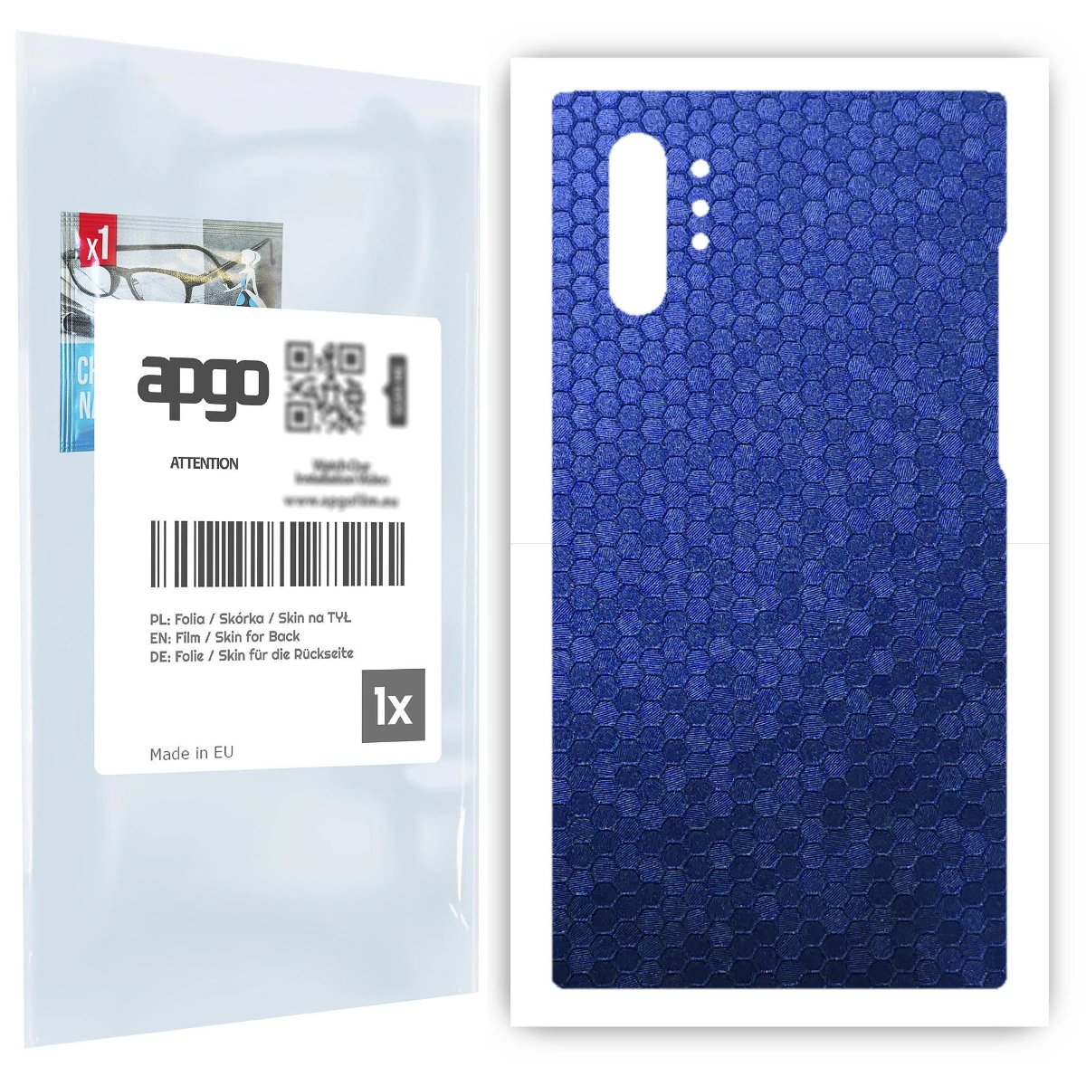 Folia naklejka skórka strukturalna na TYŁ do Samsung Galaxy Note 10+ 5G -  Plaster Miodu Niebieski - apgo SKINS