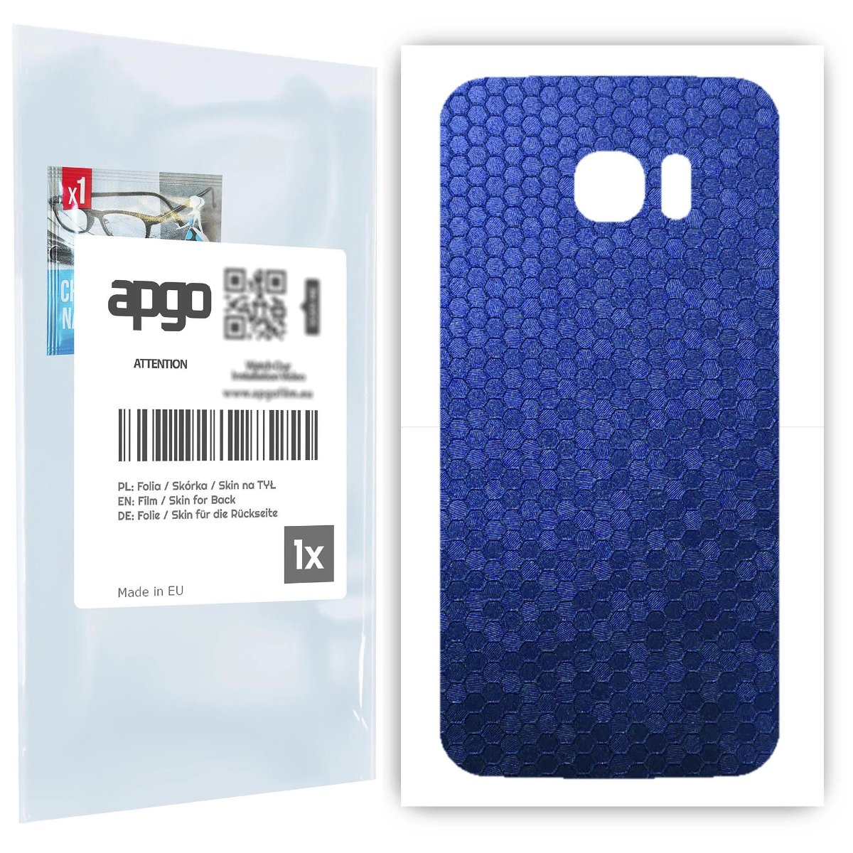 Folia naklejka skórka strukturalna na TYŁ do Samsung Galaxy S7 edge -  Plaster Miodu Niebieski - apgo SKINS