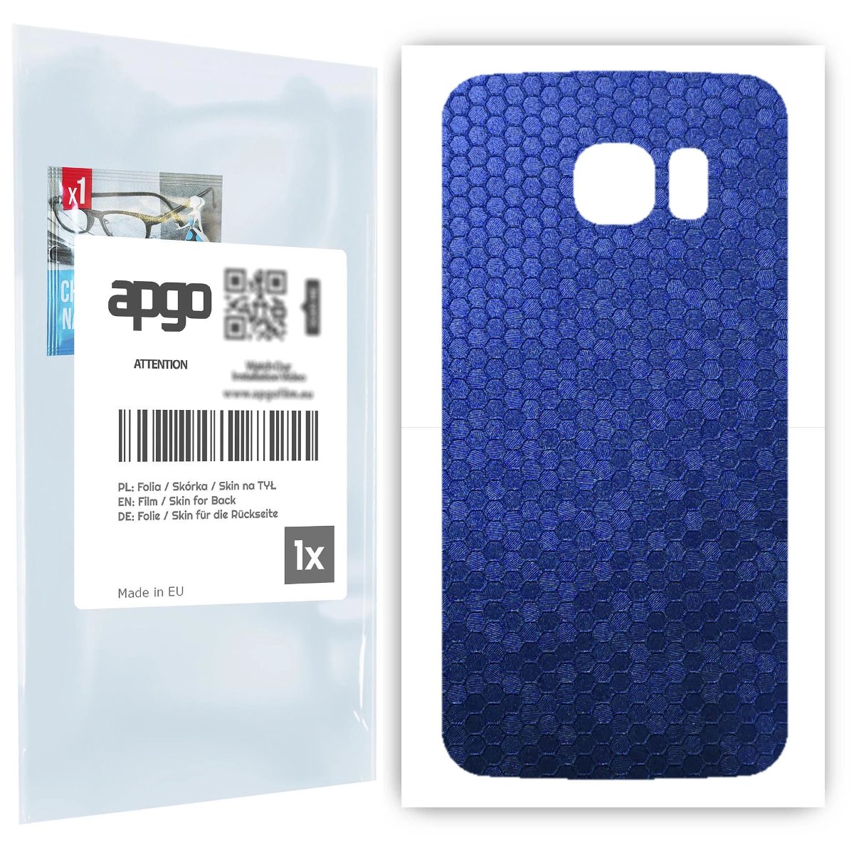 Folia naklejka skórka strukturalna na TYŁ do Samsung Galaxy S6 Edge SM-G925F -  Plaster Miodu Niebieski - apgo SKINS