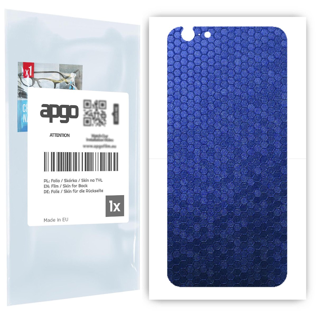 Folia naklejka skórka strukturalna na TYŁ do Apple iPhone 6 -  Plaster Miodu Niebieski - apgo SKINS