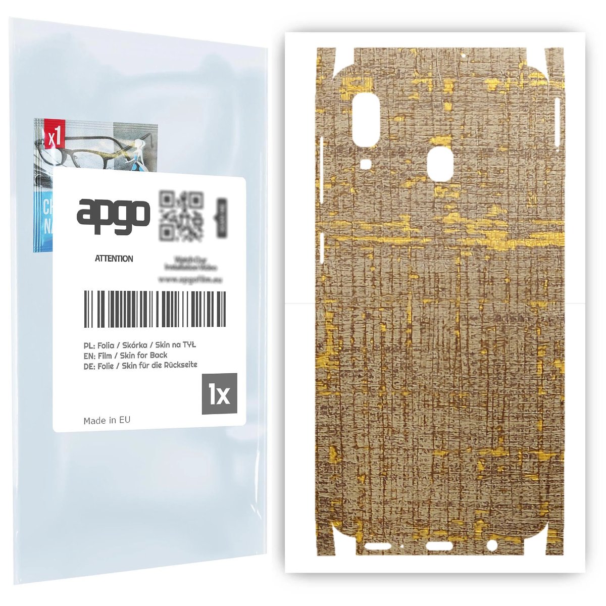 Folia naklejka skórka strukturalna na TYŁ+BOKI do Samsung Galaxy A20 -  Tkanina Vintage - apgo SKINS