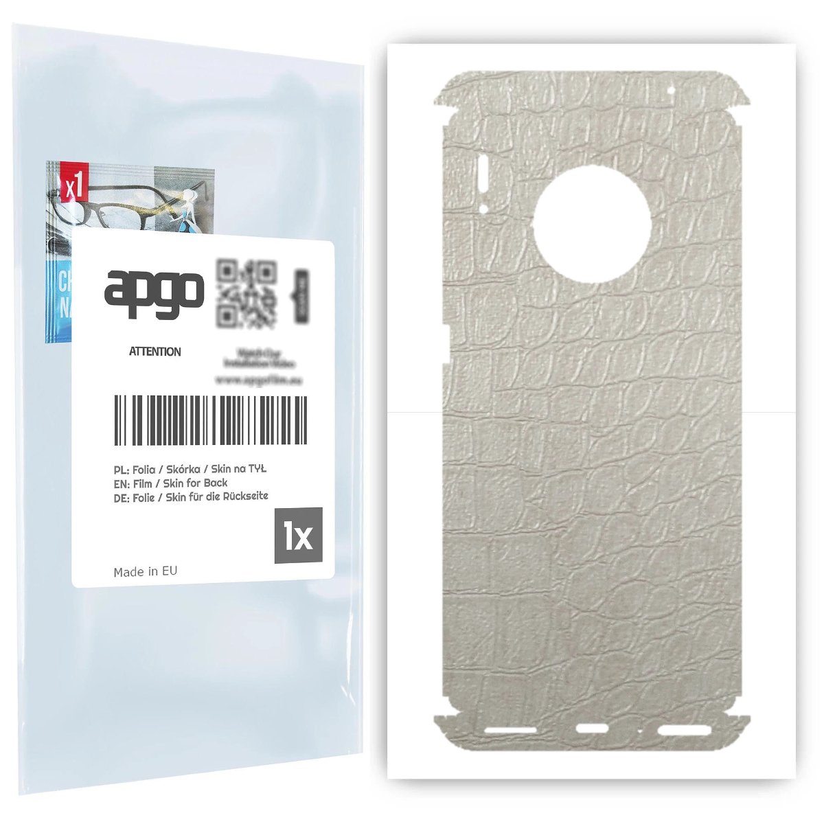Folia naklejka skórka strukturalna na TYŁ+BOKI do Huawei Mate 30 Pro -  Skóra Krokodyla Biała - apgo SKINS