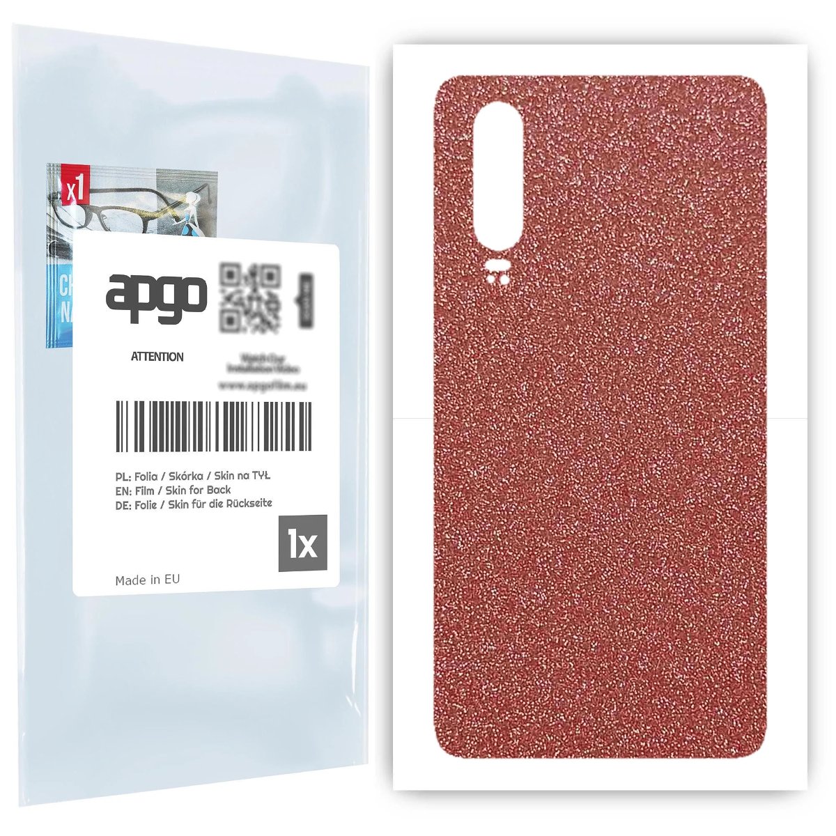 Folia naklejka skórka strukturalna na TYŁ do Huawei P30 -  Brokat Brzoskwiniowy - apgo SKINS