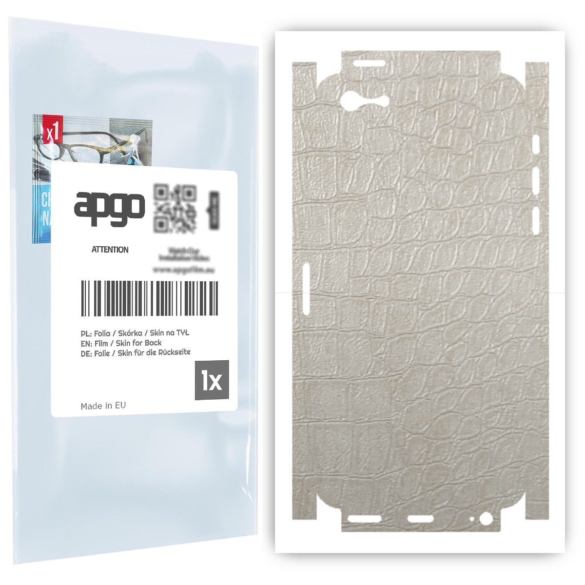 Folia naklejka skórka strukturalna na TYŁ+BOKI do Apple iPhone 5 -  Skóra Krokodyla Biała - apgo SKINS