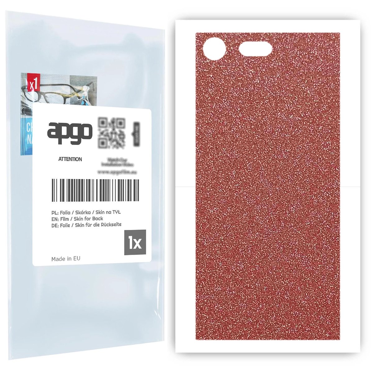 Folia naklejka skórka strukturalna na TYŁ do Sony Xperia XZ Premium -  Brokat Brzoskwiniowy - apgo SKINS