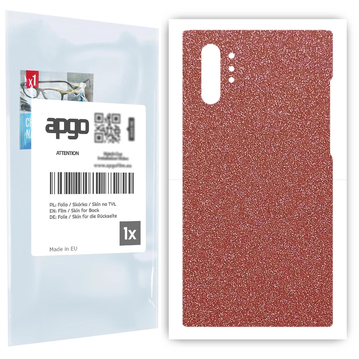 Folia naklejka skórka strukturalna na TYŁ do Samsung Galaxy Note 10+ 5G -  Brokat Brzoskwiniowy - apgo SKINS