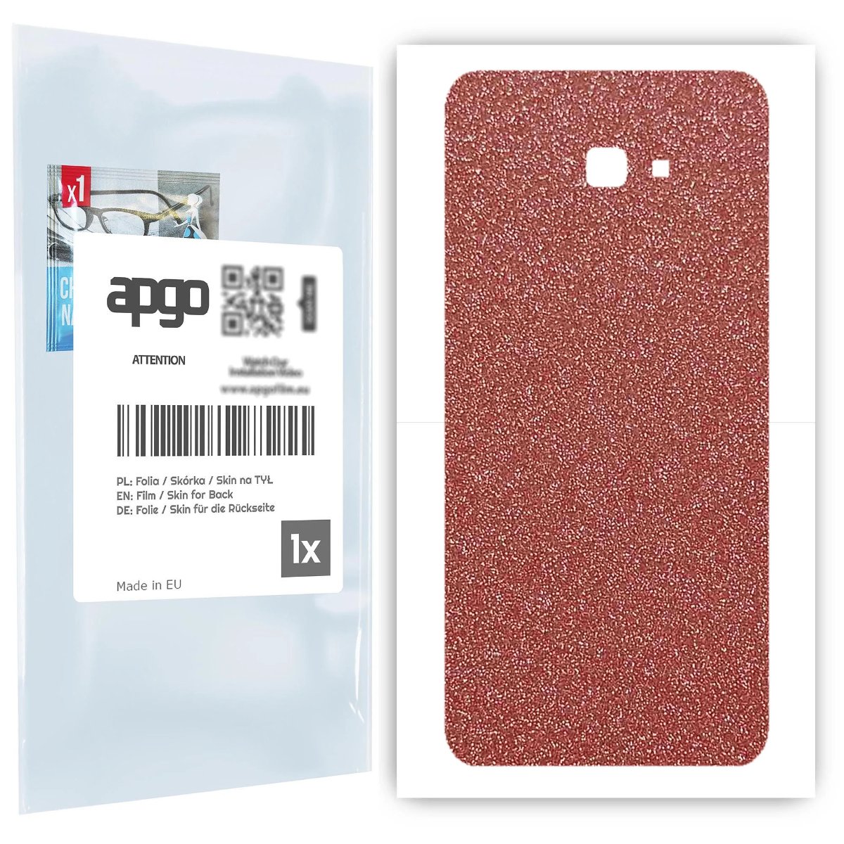 Folia naklejka skórka strukturalna na TYŁ do Samsung Galaxy J4+ -  Brokat Brzoskwiniowy - apgo SKINS