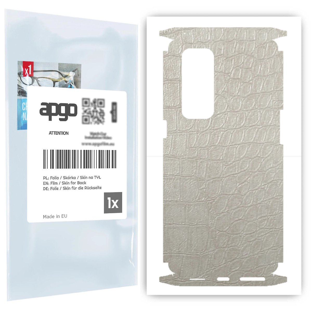 Folia naklejka skórka strukturalna na TYŁ+BOKI do Oppo Reno5 Pro+ 5G -  Skóra Krokodyla Biała - apgo SKINS