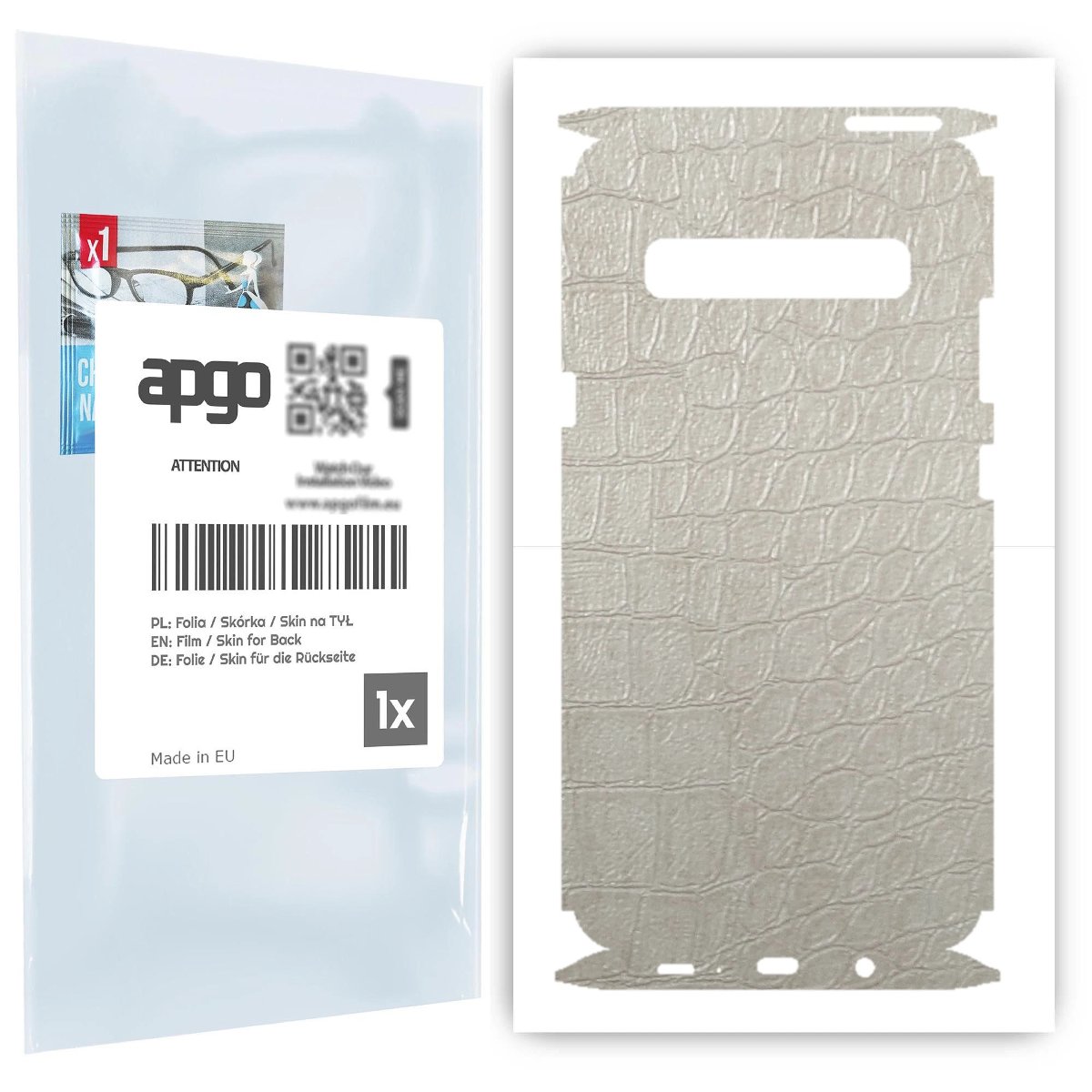 Folia naklejka skórka strukturalna na TYŁ+BOKI do Samsung Galaxy S10 5G -  Skóra Krokodyla Biała - apgo SKINS