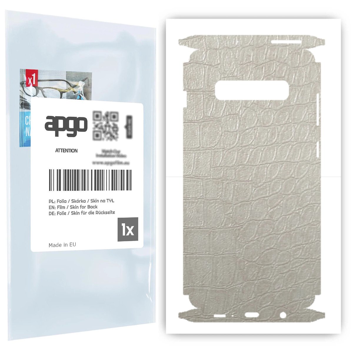 Folia naklejka skórka strukturalna na TYŁ+BOKI do Samsung Galaxy S10+ -  Skóra Krokodyla Biała - apgo SKINS
