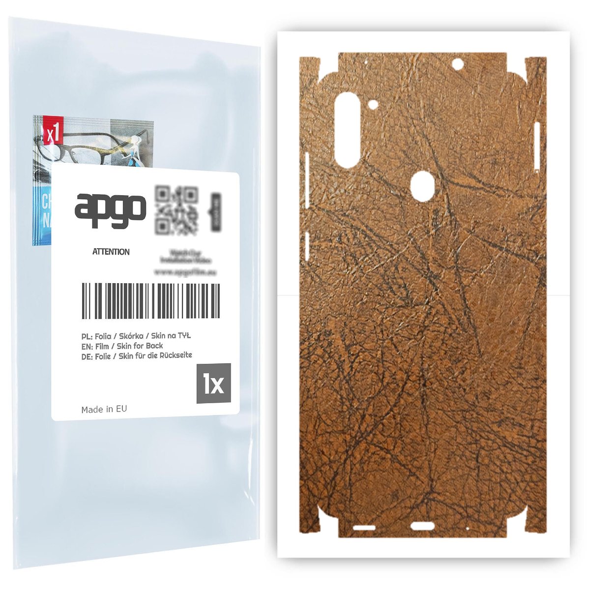 Folia naklejka skórka strukturalna na TYŁ+BOKI do Samsung Galaxy M11 -  Skóra Vintage - apgo SKINS