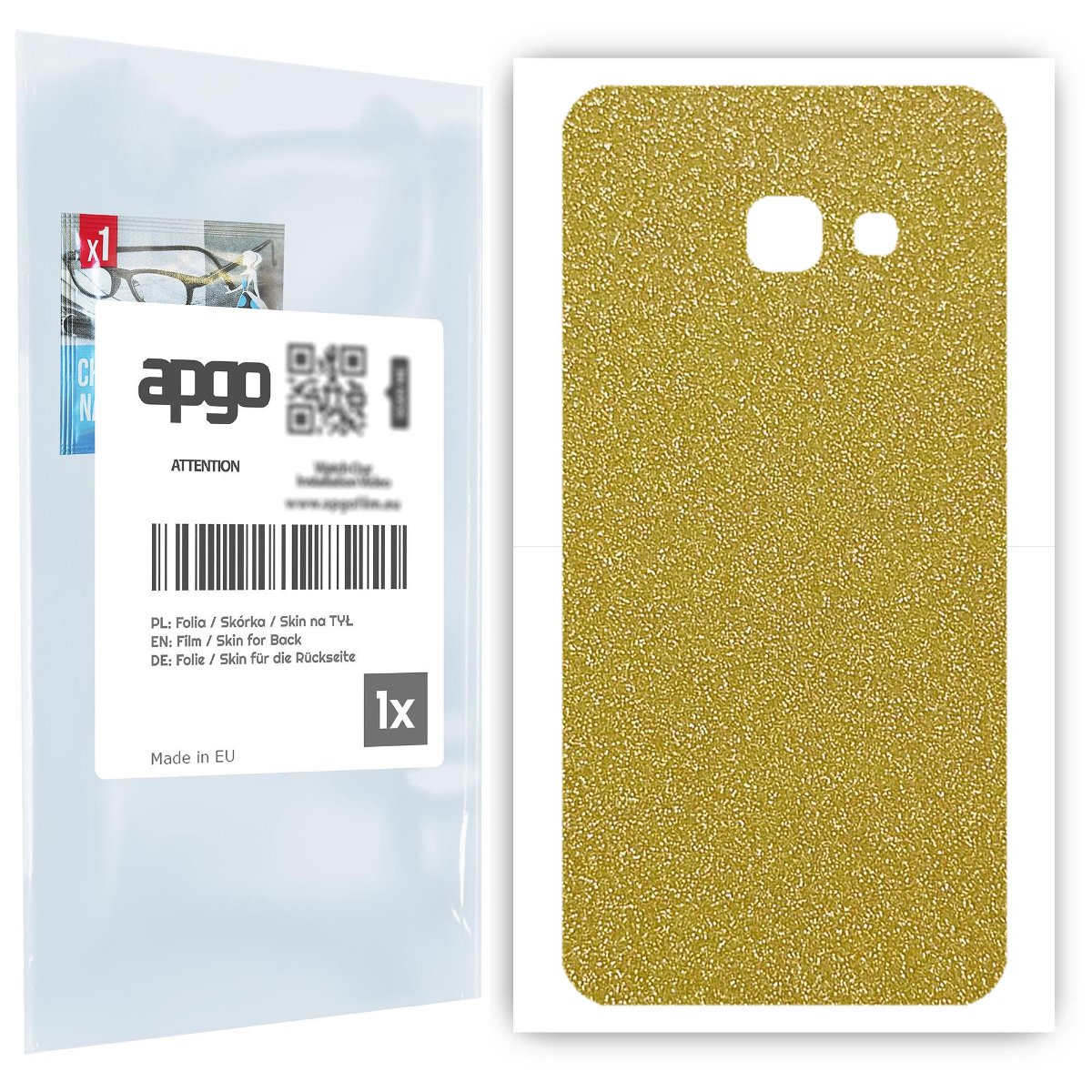 Folia naklejka skórka strukturalna na TYŁ do Samsung Galaxy A3 (2017) -  Brokat Złoty - apgo SKINS