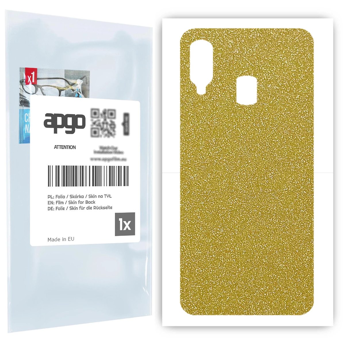 Folia naklejka skórka strukturalna na TYŁ do Samsung Galaxy A40 -  Brokat Złoty - apgo SKINS