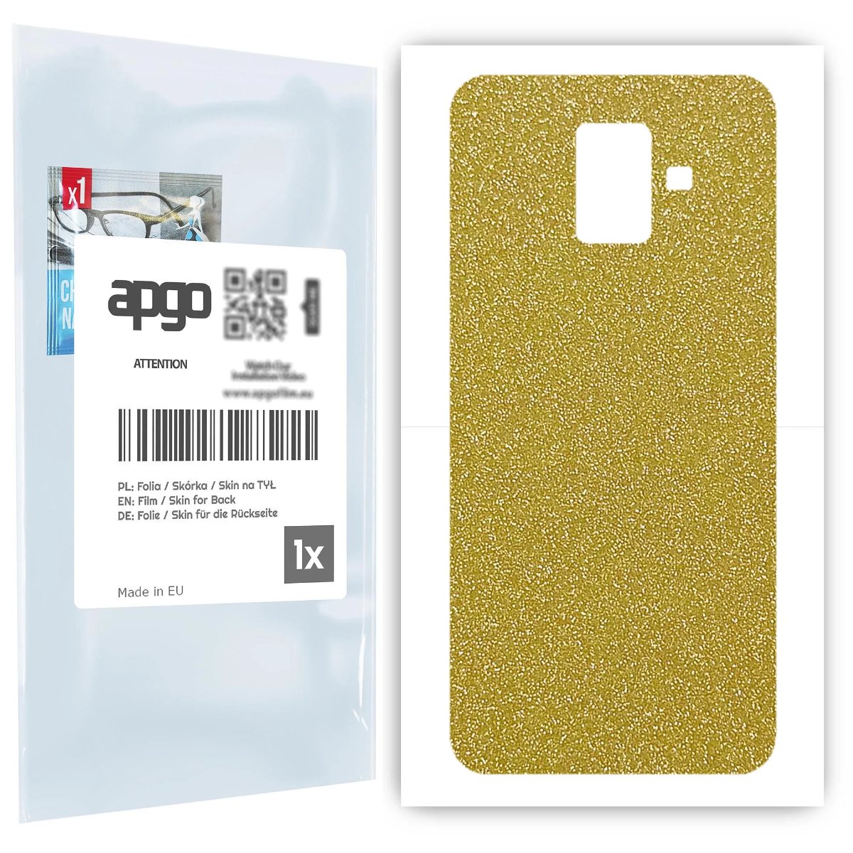 Folia naklejka skórka strukturalna na TYŁ do Samsung Galaxy A6 (2018) -  Brokat Złoty - apgo SKINS