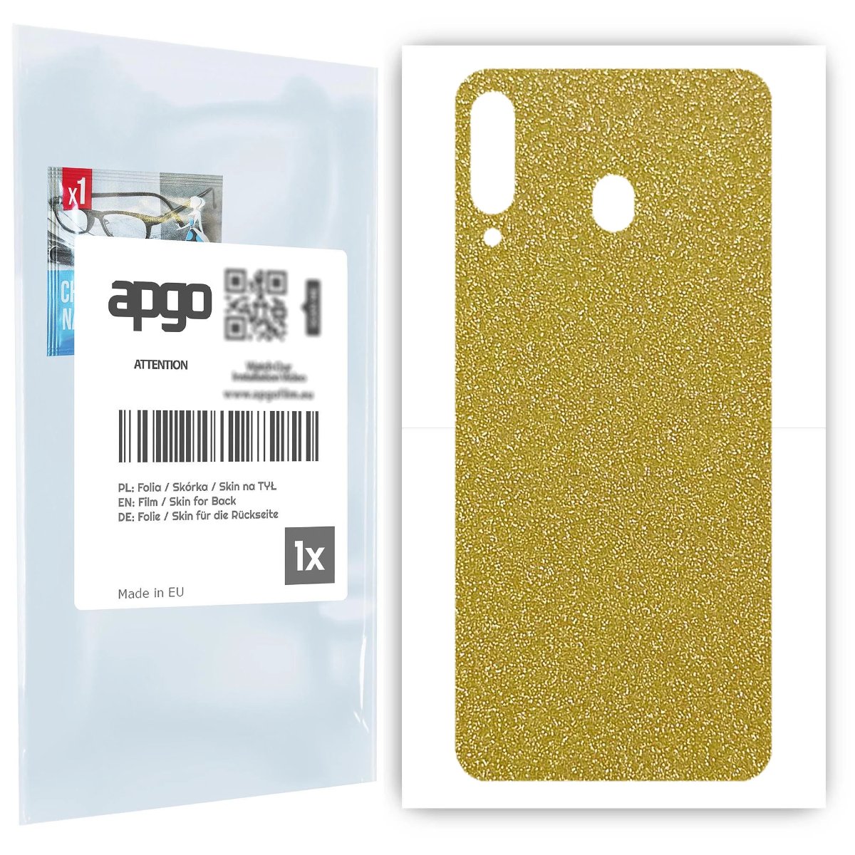 Folia naklejka skórka strukturalna na TYŁ do Samsung Galaxy M30 A40s -  Brokat Złoty - apgo SKINS