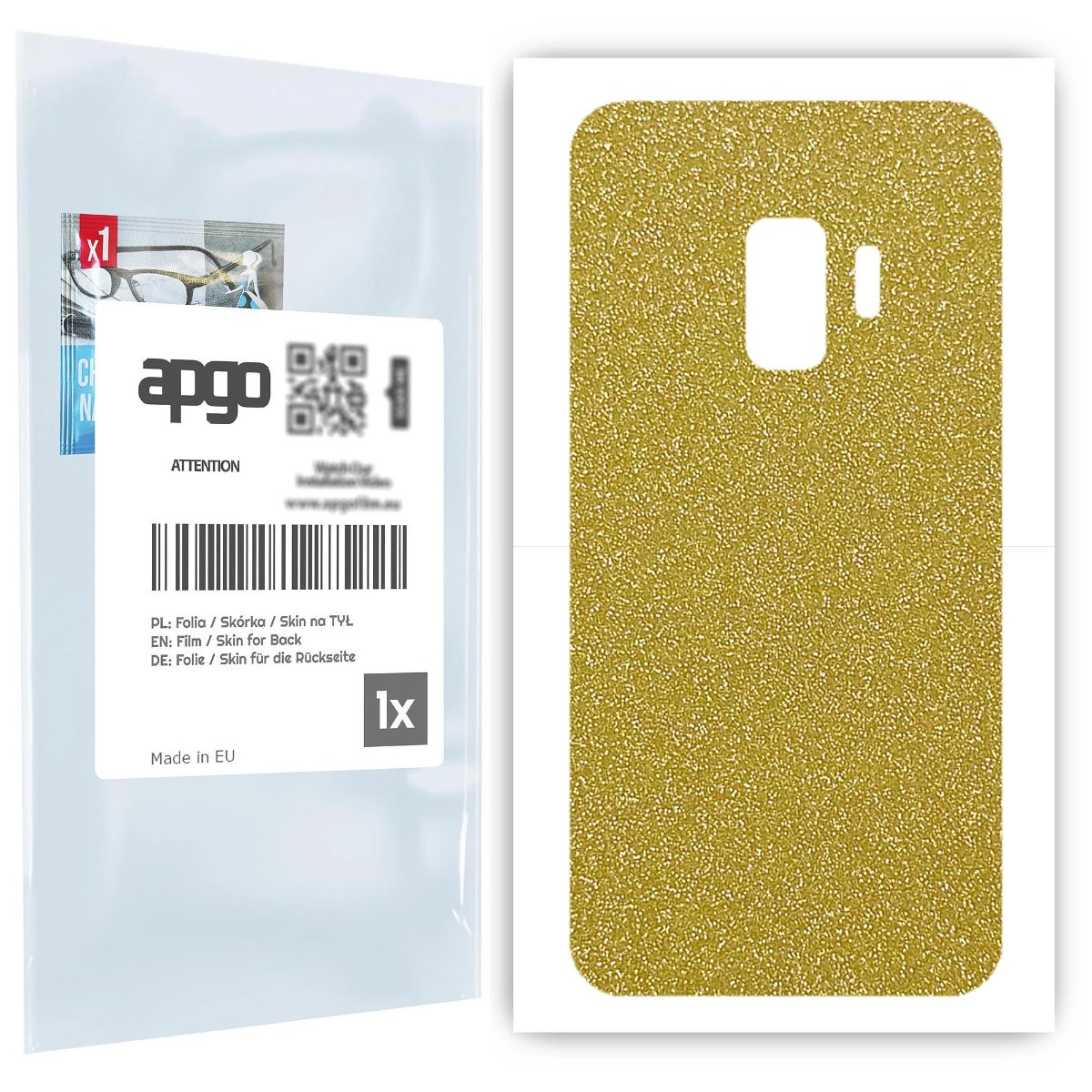 Folia naklejka skórka strukturalna na TYŁ do Samsung Galaxy S9 -  Brokat Złoty - apgo SKINS