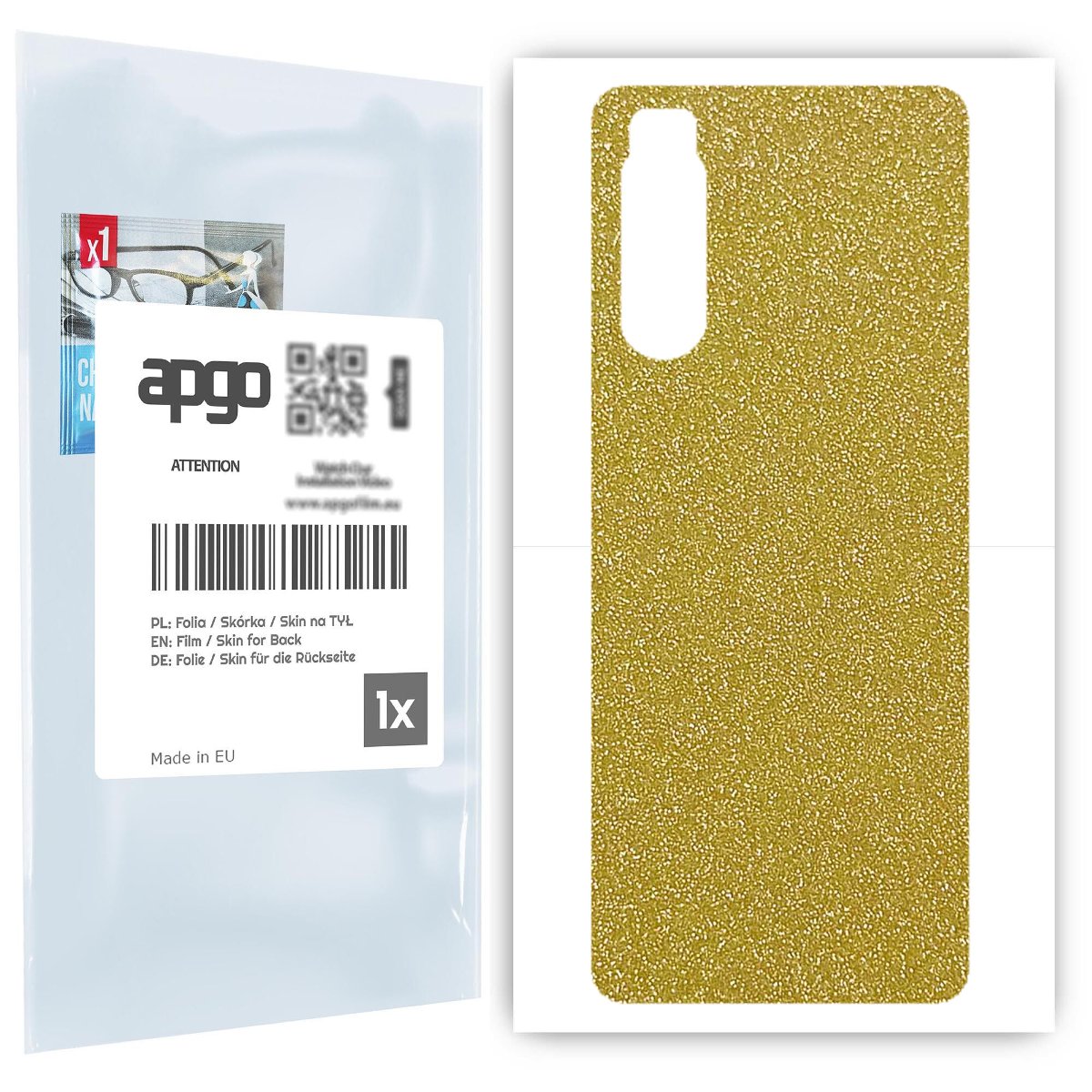 Folia naklejka skórka strukturalna na TYŁ do Sony Xperia 5 II -  Brokat Złoty - apgo SKINS