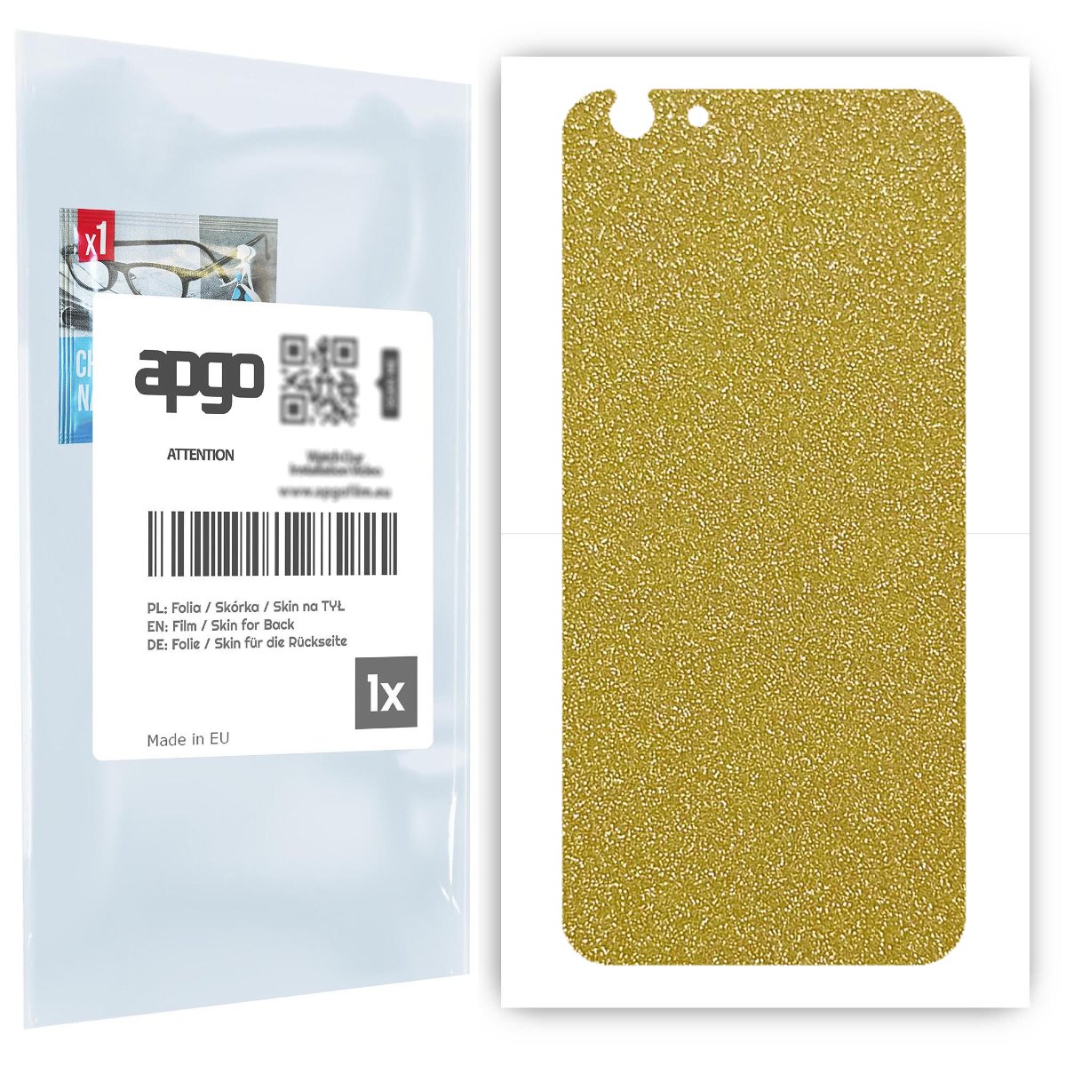 Folia naklejka skórka strukturalna na TYŁ do Apple iPhone 6 -  Brokat Złoty - apgo SKINS
