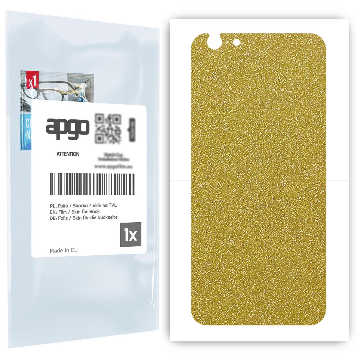 Folia naklejka skórka strukturalna na TYŁ do Apple iPhone 6s -  Brokat Złoty - apgo SKINS