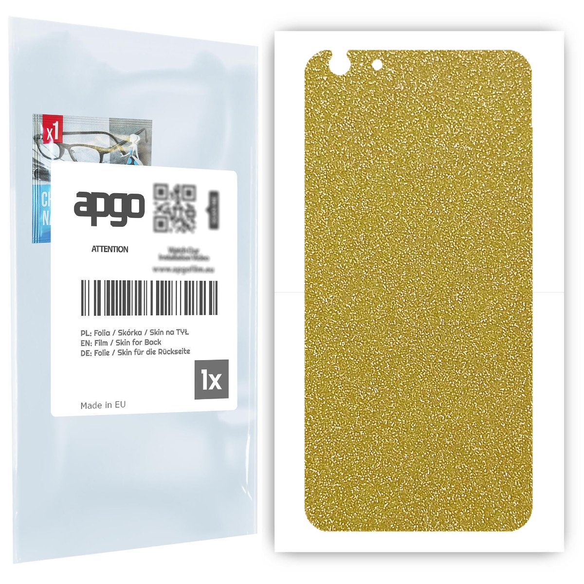 Folia naklejka skórka strukturalna na TYŁ do Apple iPhone 6s Plus -  Brokat Złoty - apgo SKINS