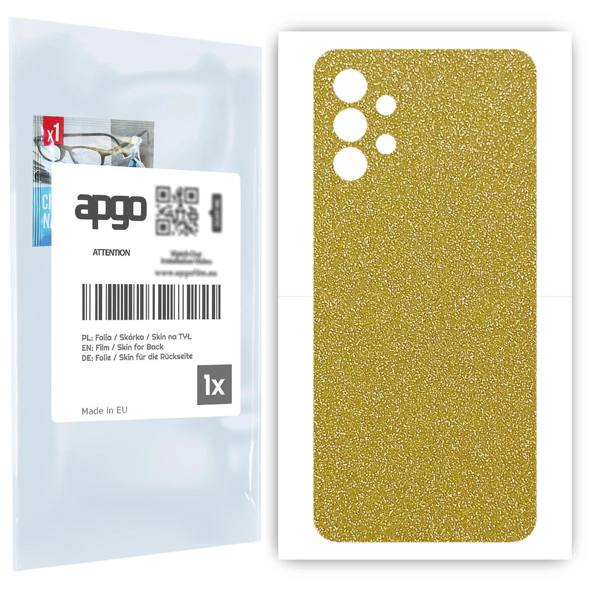 Folia naklejka skórka strukturalna na TYŁ do Samsung Galaxy A32 5G -  Brokat Złoty - apgo SKINS