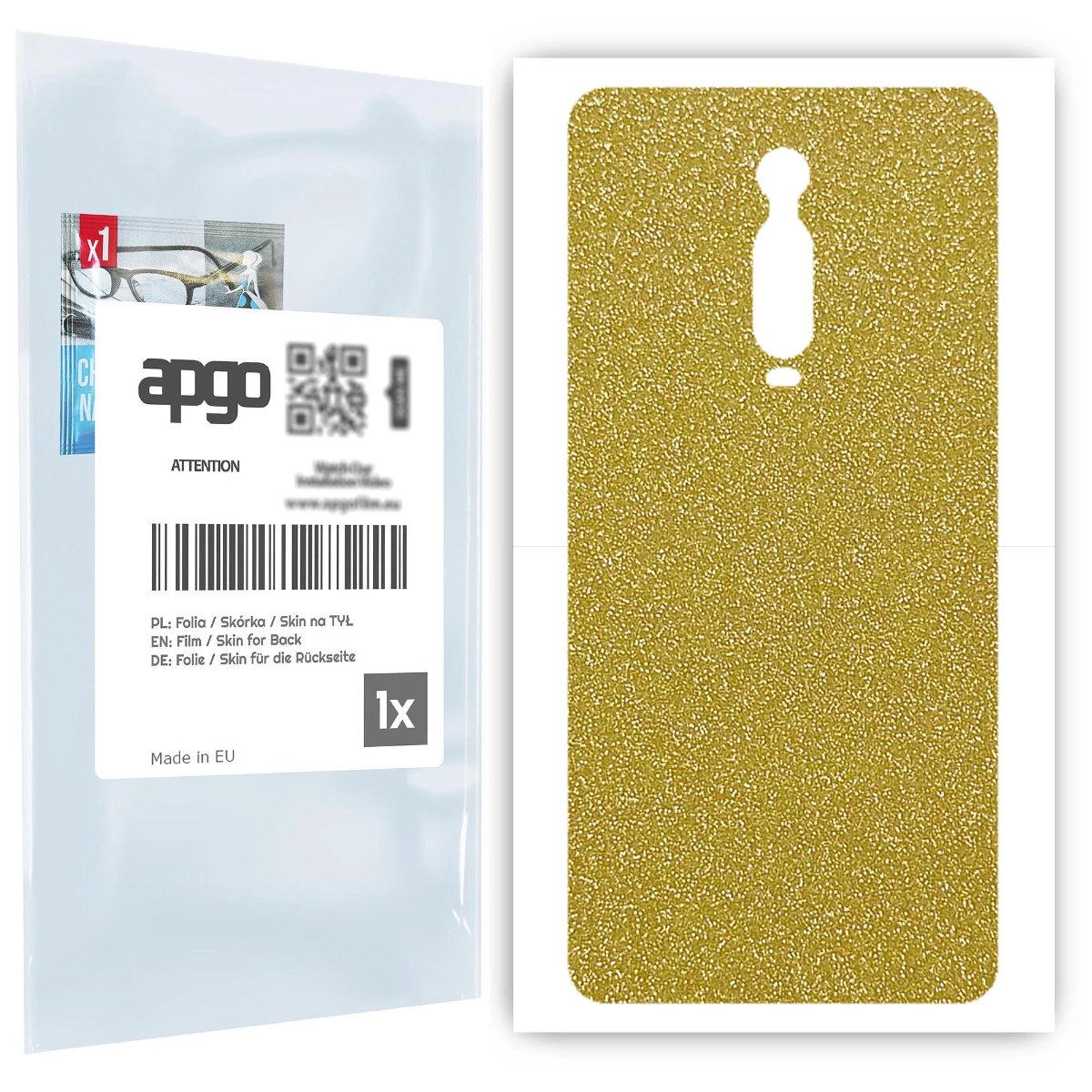 Folia naklejka skórka strukturalna na TYŁ do Xiaomi Mi 9T Pro -  Brokat Złoty - apgo SKINS