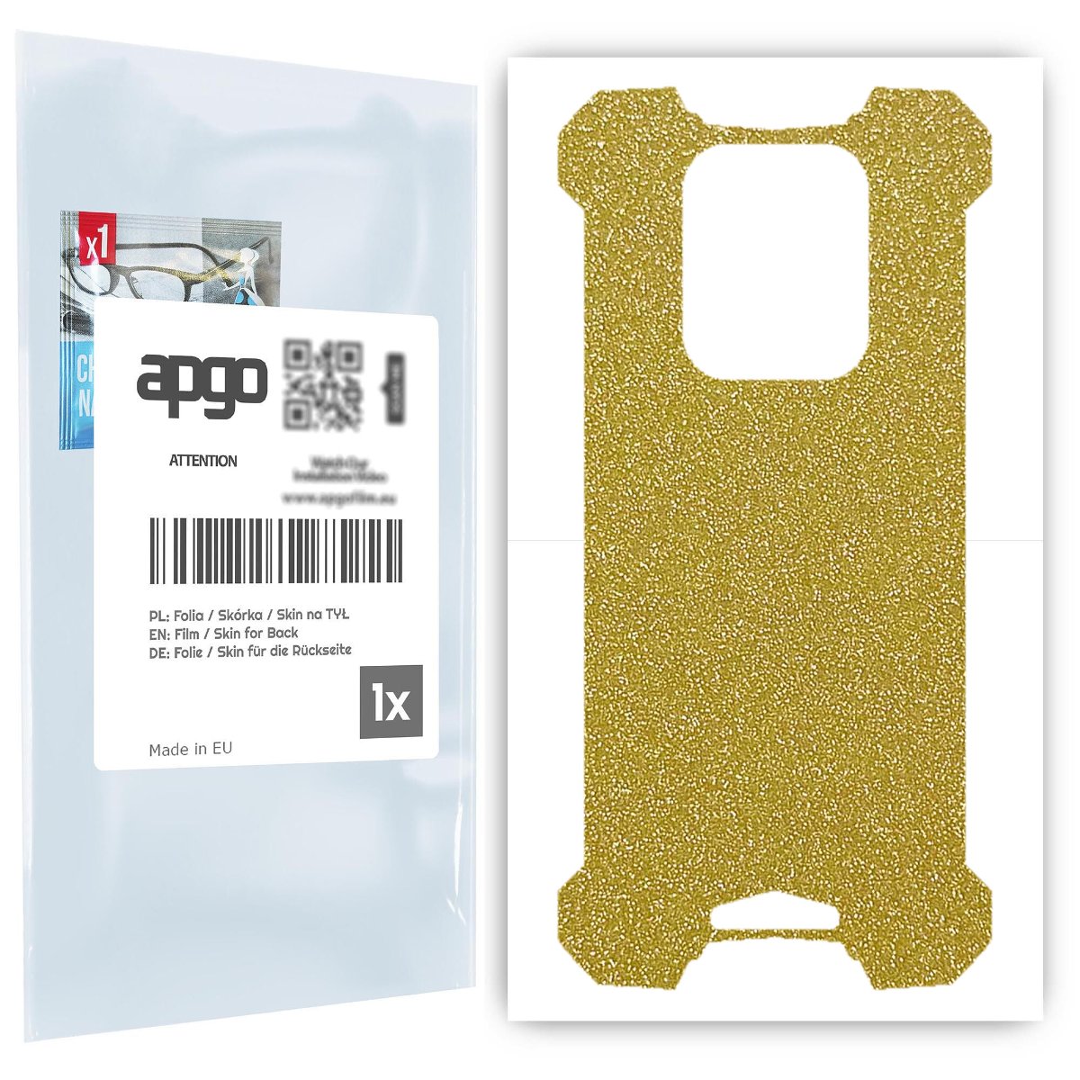 Folia naklejka skórka strukturalna na TYŁ do Doogee S59 Pro -  Brokat Złoty - apgo SKINS