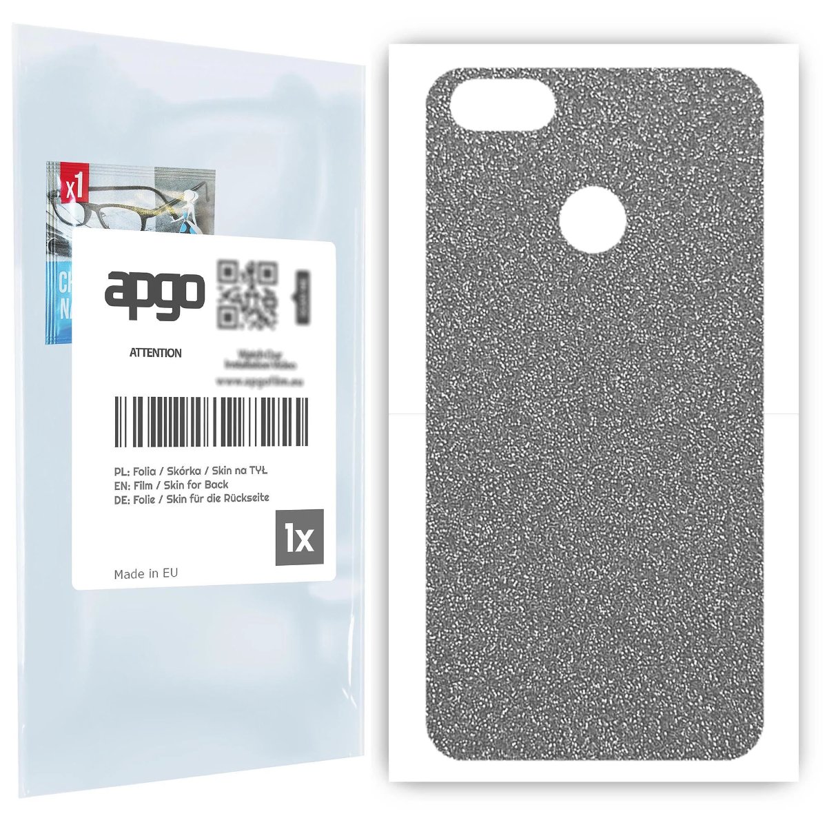 Folia naklejka skórka strukturalna na TYŁ do Huawei P9 lite mini -  Brokat Srebrny - apgo SKINS