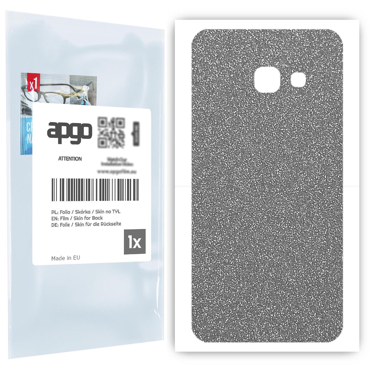 Folia naklejka skórka strukturalna na TYŁ do Samsung Galaxy A3 (2017) -  Brokat Srebrny - apgo SKINS