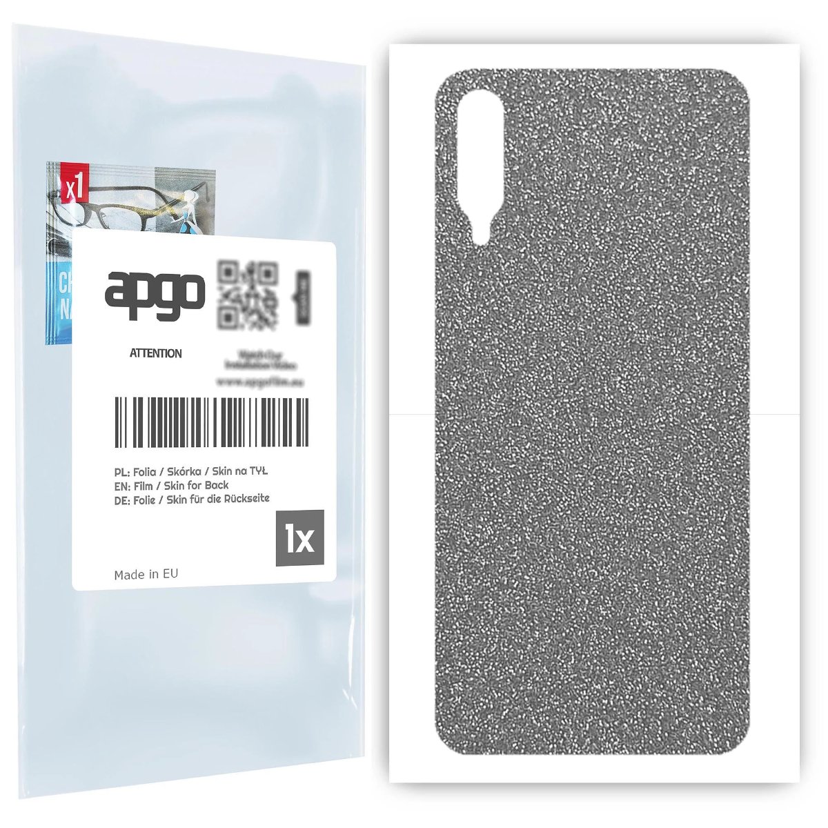 Folia naklejka skórka strukturalna na TYŁ do Samsung Galaxy A30s -  Brokat Srebrny - apgo SKINS
