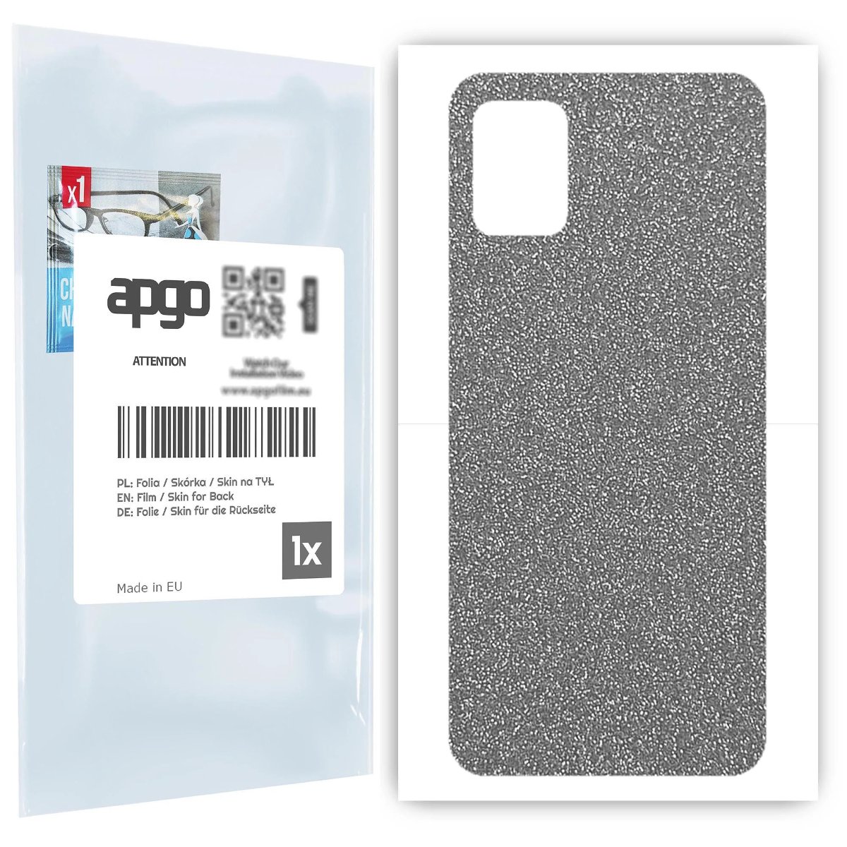 Folia naklejka skórka strukturalna na TYŁ do Samsung Galaxy A31 -  Brokat Srebrny - apgo SKINS