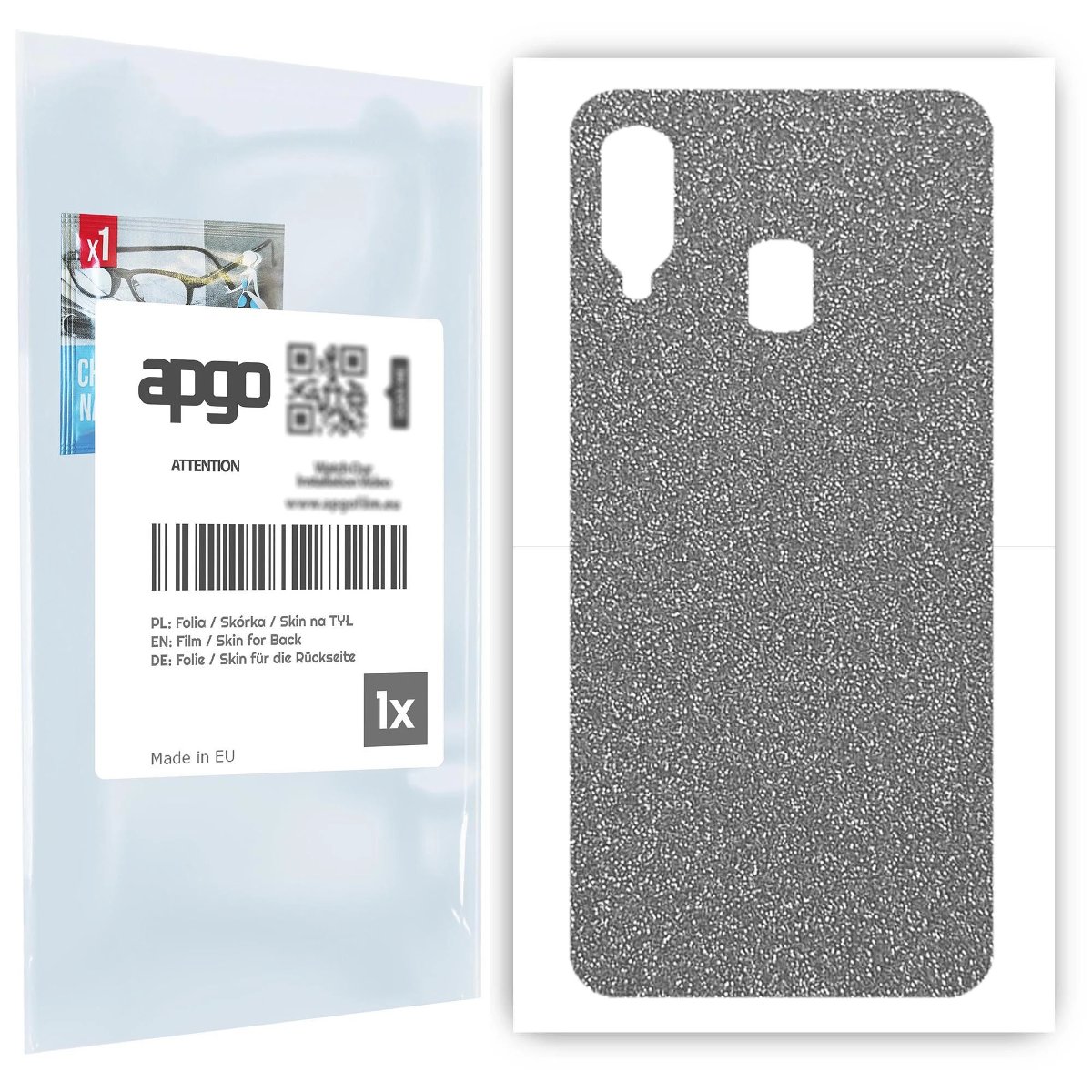 Folia naklejka skórka strukturalna na TYŁ do Samsung Galaxy A40 -  Brokat Srebrny - apgo SKINS