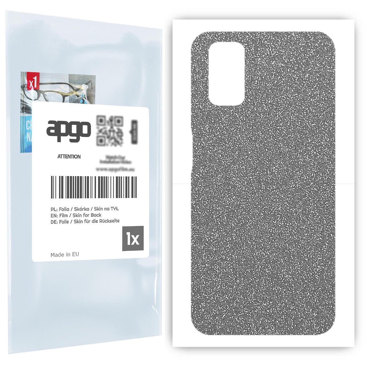 Folia naklejka skórka strukturalna na TYŁ do Oppo A52 -  Brokat Srebrny - apgo SKINS