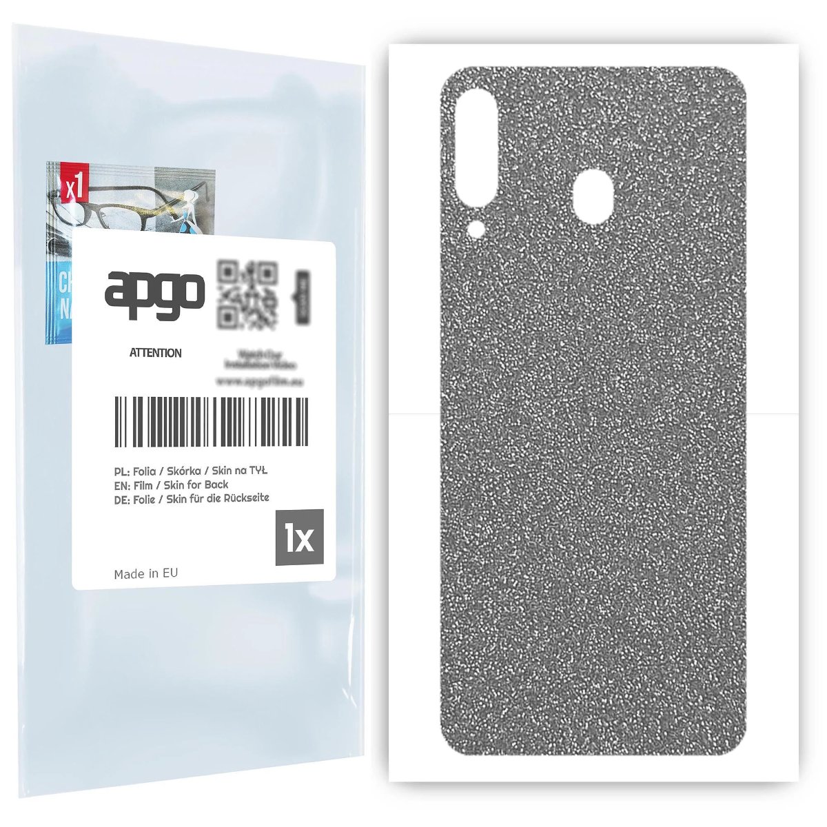 Folia naklejka skórka strukturalna na TYŁ do Samsung Galaxy M30 A40s -  Brokat Srebrny - apgo SKINS