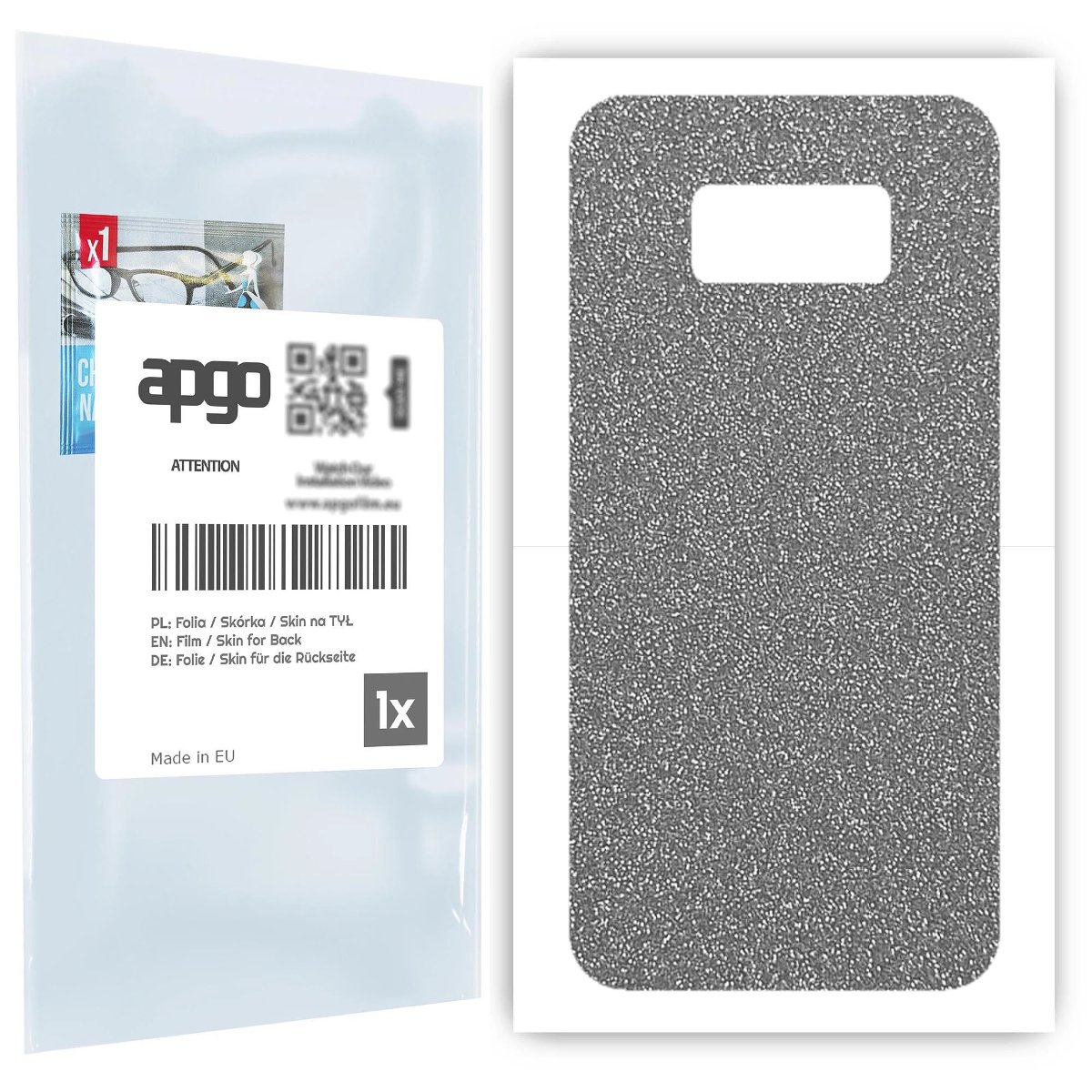 Folia naklejka skórka strukturalna na TYŁ do Samsung Galaxy S8 -  Brokat Srebrny - apgo SKINS