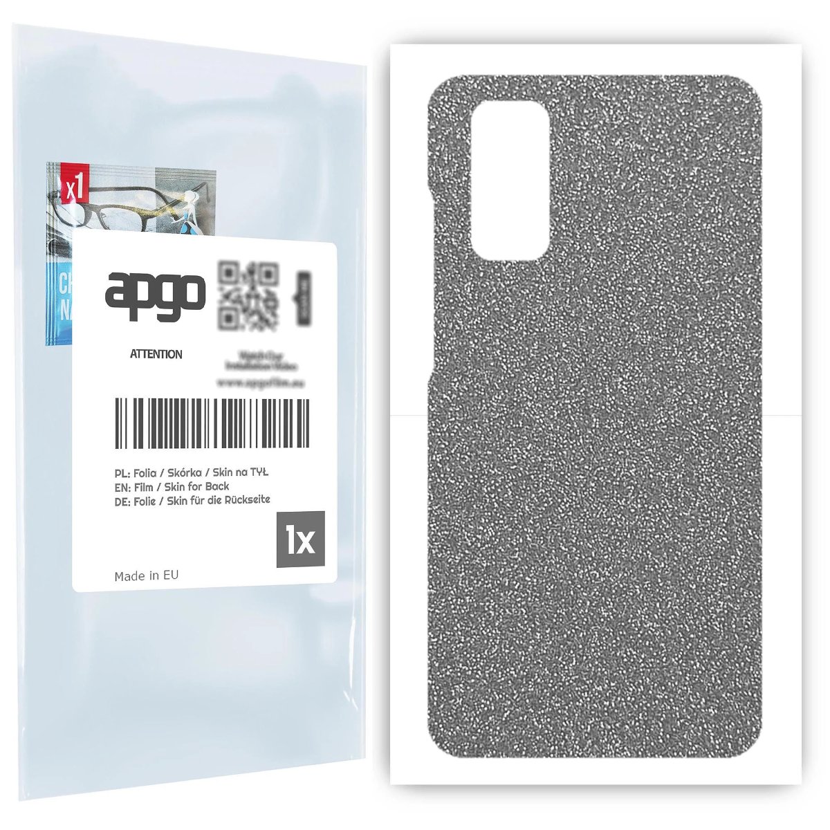 Folia naklejka skórka strukturalna na TYŁ do Samsung Galaxy S20 -  Brokat Srebrny - apgo SKINS