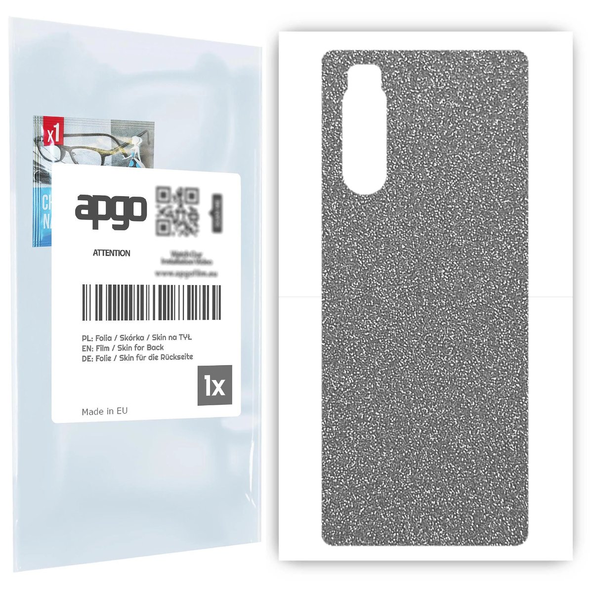 Folia naklejka skórka strukturalna na TYŁ do Sony Xperia 5 -  Brokat Srebrny - apgo SKINS